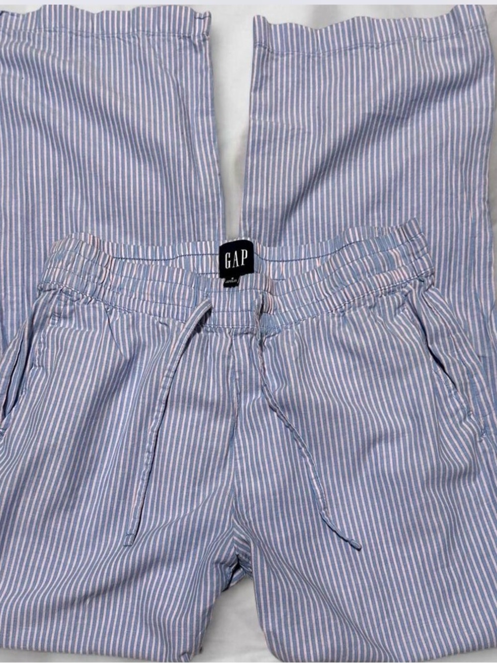 GAP Light Blue & White Striped Pants